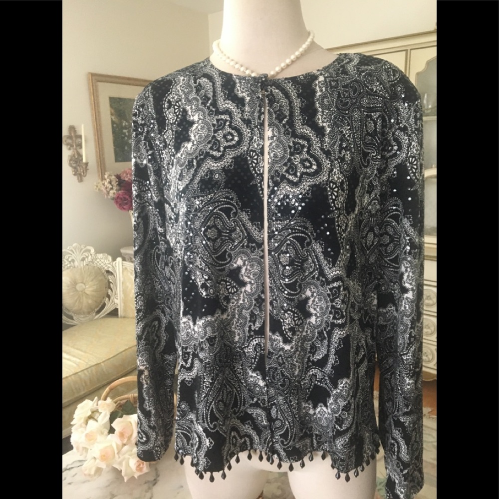 Msk Beautiful Sequence/Beaded One Button Jacket S… - image 1